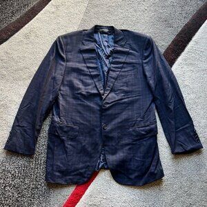 Canali Navy Wool Plaid Regular Fit Sportcoat